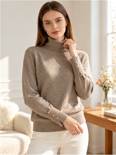Jersey cuello alto puño con botones