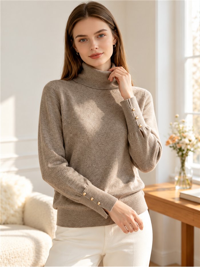 Jersey cuello alto puño con botones