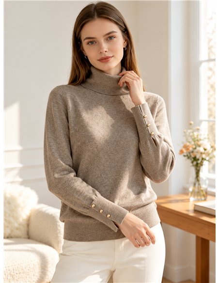 Jersey cuello alto puño con botones