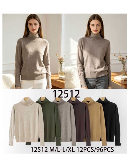 Jersey cuello alto puño con botones