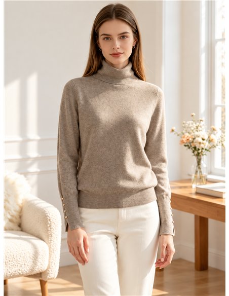Jersey cuello alto puño con botones