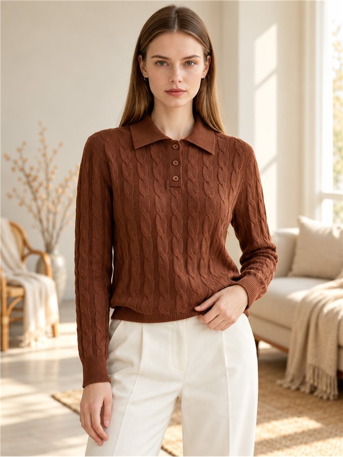 Poloshirt mit Zopfmuster