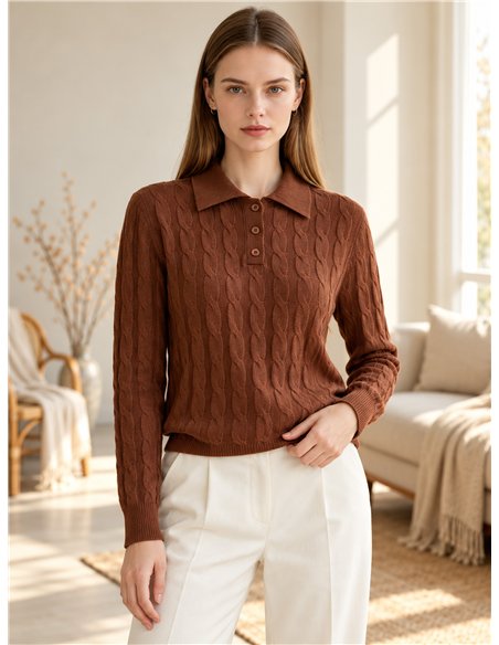 Poloshirt mit Zopfmuster