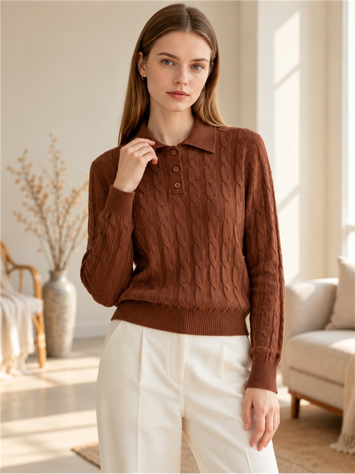 Poloshirt mit Zopfmuster