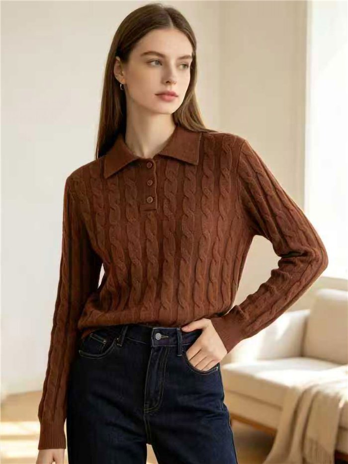 Poloshirt mit Zopfmuster