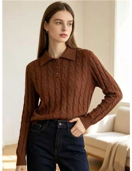 Poloshirt mit Zopfmuster