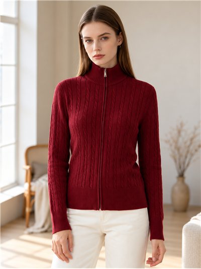 Veste en maille torsadée avec demi-zip