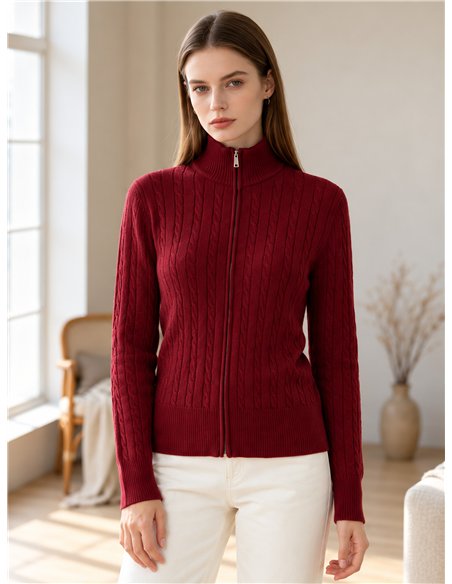 Veste en maille torsadée avec demi-zip