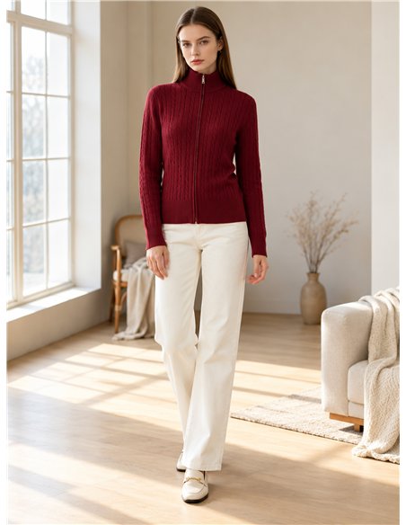 Veste en maille torsadée avec demi-zip