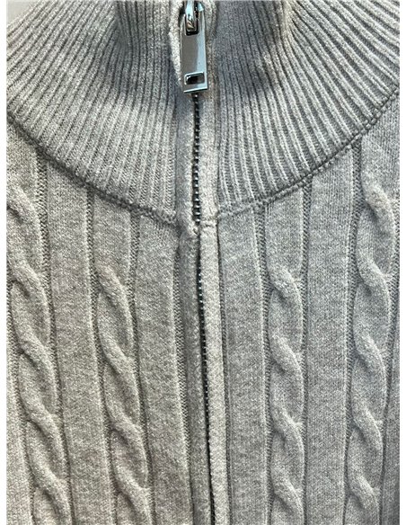 Veste en maille torsadée avec demi-zip