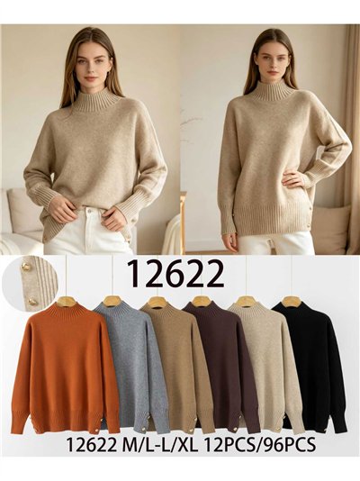 Rollkragenpullover mit seitlichen Knöpfen 2