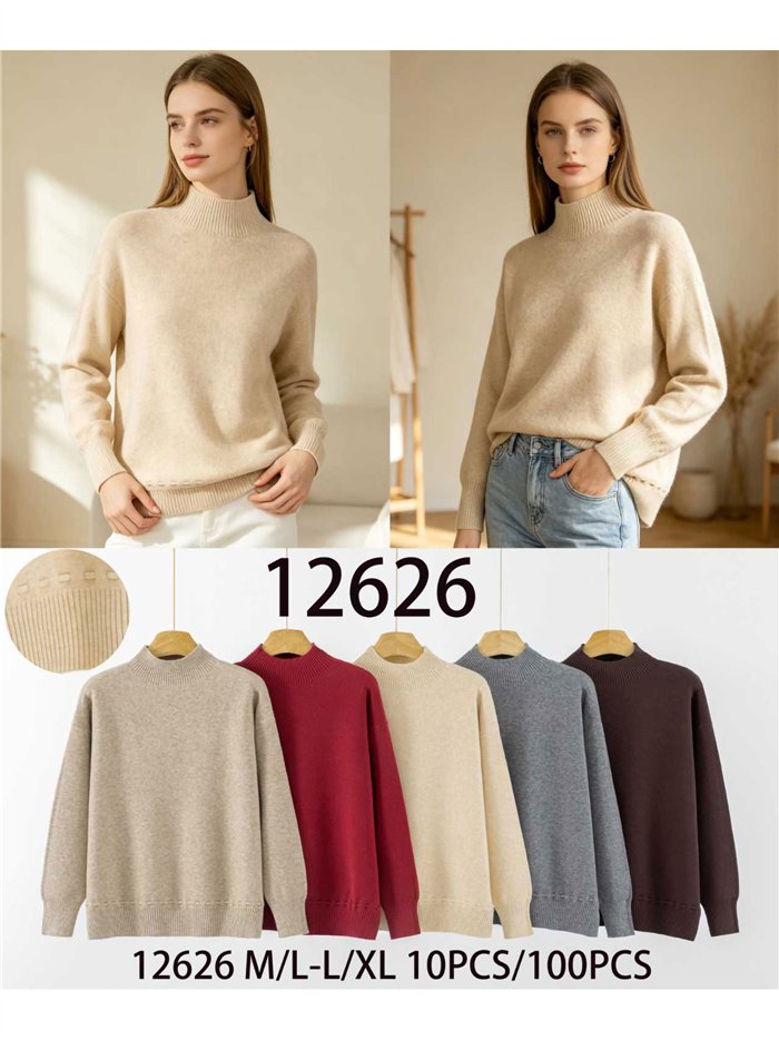 Rollkragenpullover mit Ziernähten