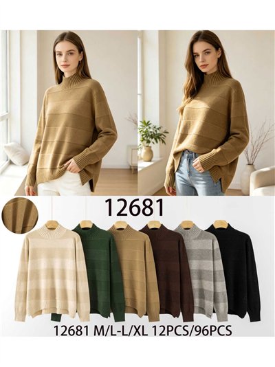 Jersey cuello alto franjas con lentejuelas 2