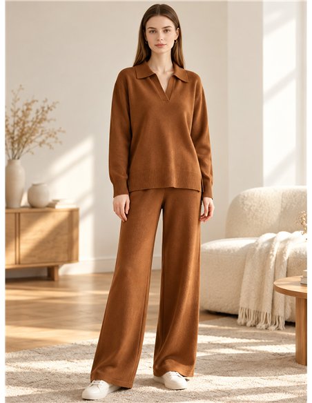 Conjunto jersey cuello polo y pantalón