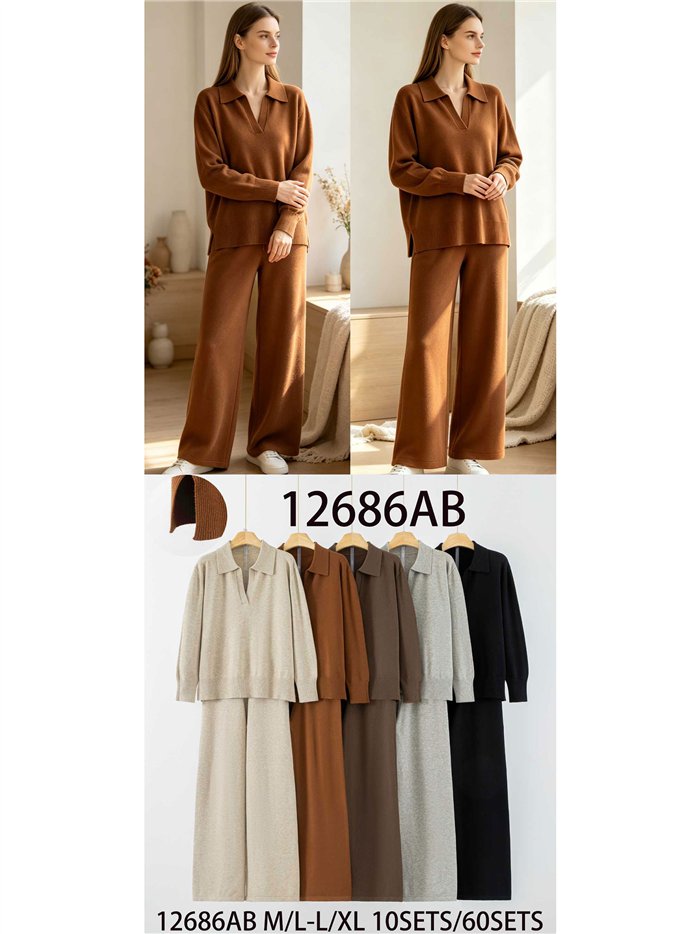 Conjunto jersey cuello polo y pantalón