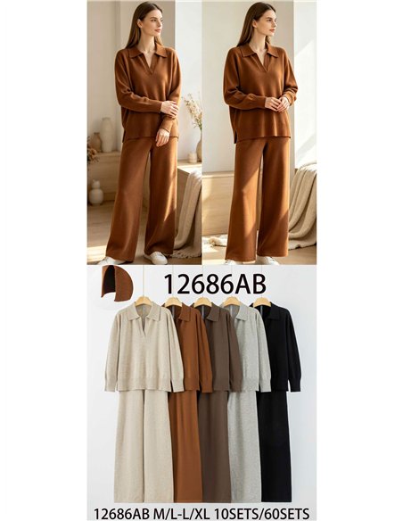 Conjunto jersey cuello polo y pantalón