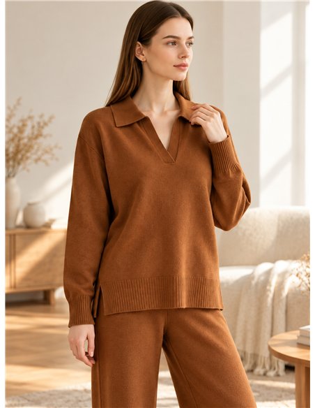 Conjunto jersey cuello polo y pantalón