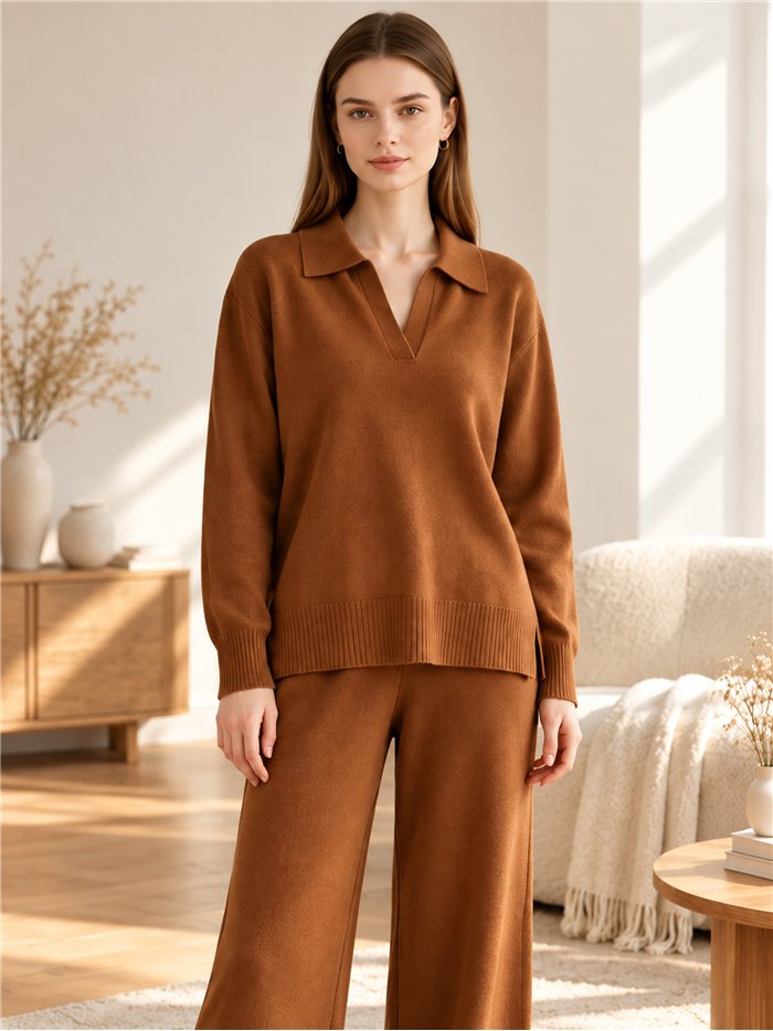Conjunto jersey cuello polo y pantalón