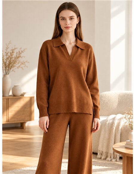Conjunto jersey cuello polo y pantalón