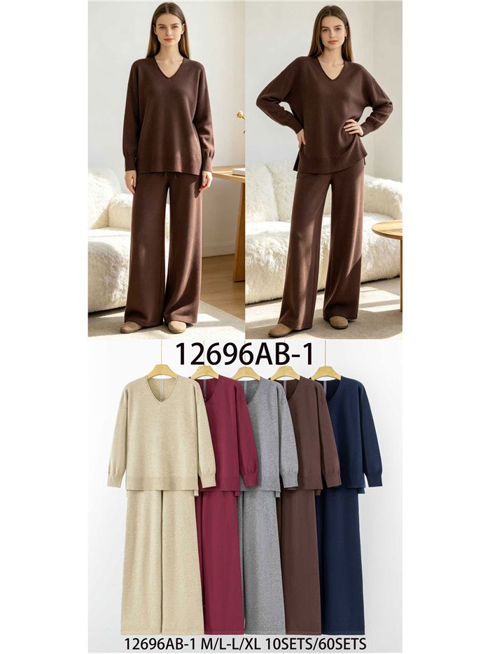 Conjunto jersey cuello pico y pantalón