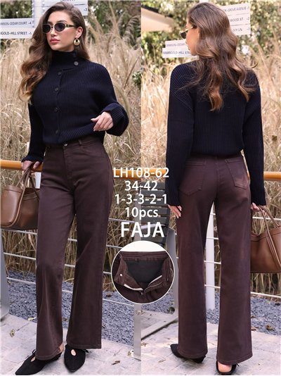 Jeans wide leg chocolate cintura con faja 2