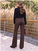 Jeans wide leg chocolate cintura con faja