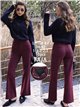 Jeans wide leg vino cintura con faja