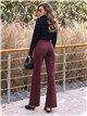Jeans wide leg vino cintura con faja