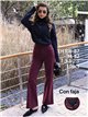 Jeans wide leg vino cintura con faja