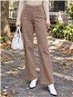 Jeans wide leg beige cintura con faja