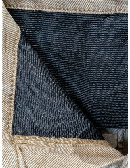 Jeans wide leg beige cintura con faja