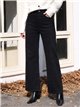 Jeans wide leg negro cintura con faja