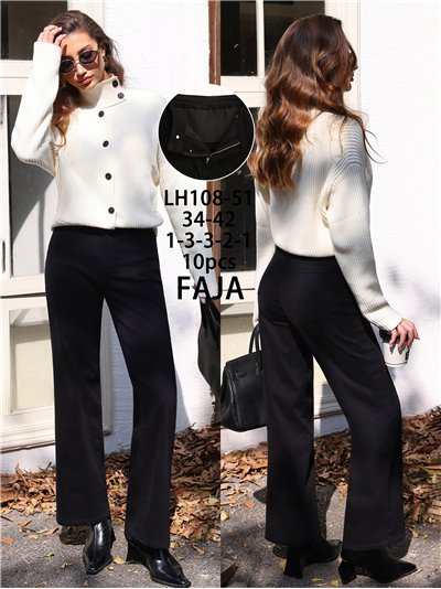 Jeans wide leg negro cintura con faja 2