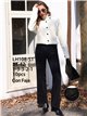 Jeans wide leg negro cintura con faja