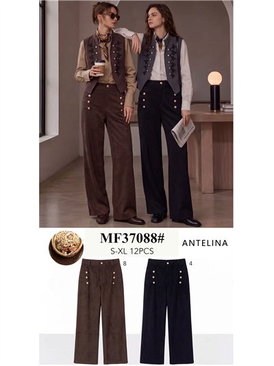 Pantalón wide leg efecto ante con botones 2