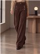 Pantalón wide leg efecto ante con botones