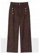 Pantalón wide leg efecto ante con botones