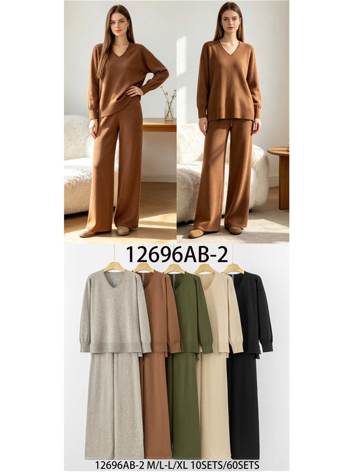 Conjunto jersey cuello pico y pantalón