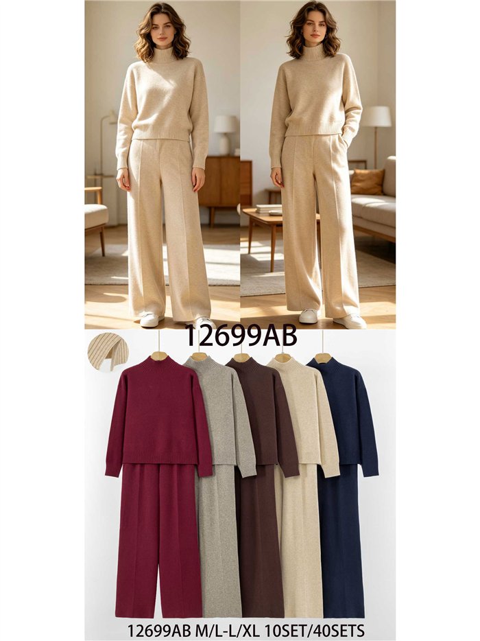 Conjunto jersey cuello alto y pantalón