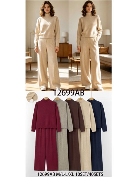 Conjunto jersey cuello alto y pantalón