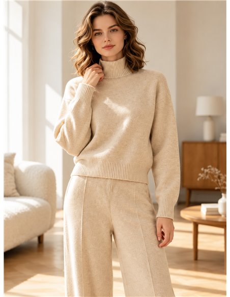Conjunto jersey cuello alto y pantalón