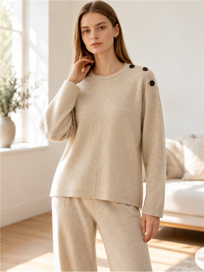 Ensemble pull et pantalon avec boutons à l'épaule