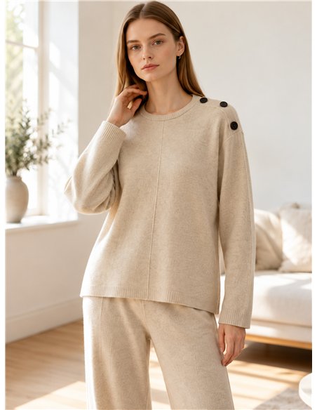 Ensemble pull et pantalon avec boutons à l'épaule