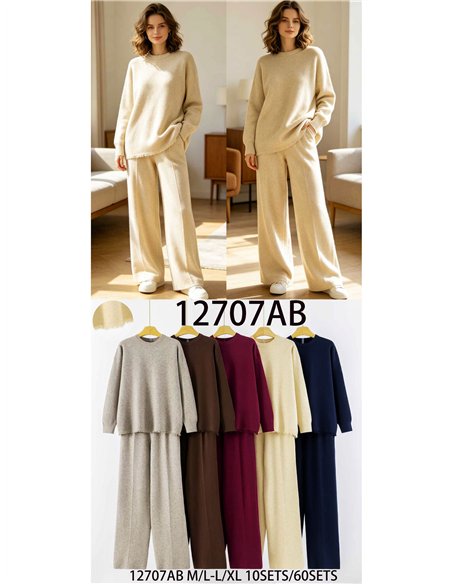 Conjunto jersey bajo desflecado y pantalón