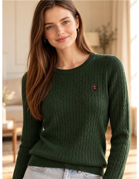 Cable knit sweater with mini embroidery