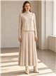 Conjunto top punto con vestido plisado