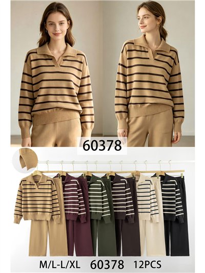 Set aus gestreiftem Polo-Pullover und Hose 2
