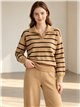 Set aus gestreiftem Polo-Pullover und Hose