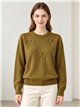 Knit sweater with bow appliqués