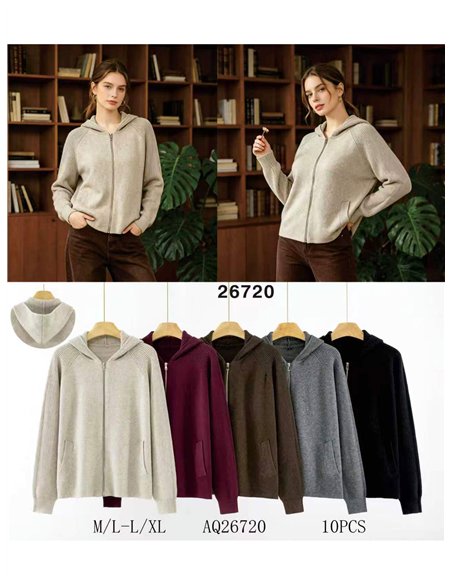 Giacca in maglia con cappuccio e cerniera